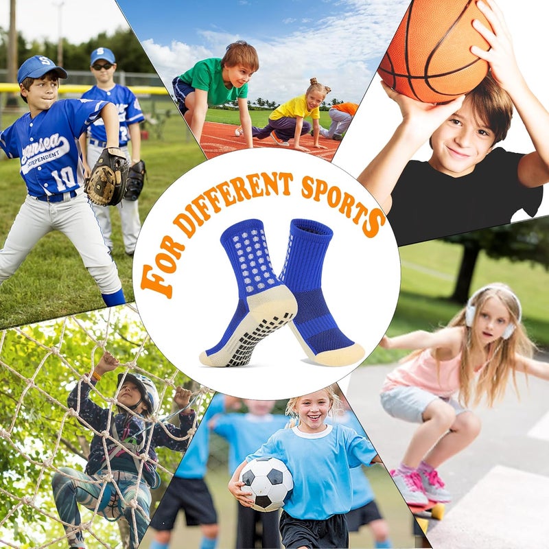 Jerucars Kids Grip Soccer Socks Anti Slip Football Athletic Sports Crew Socks for 8-12 Years Youth Boys Girls - Image 4